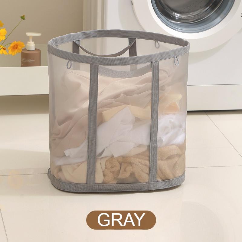 

1pc Collapsible Laundry Hamper with Handle & Window - Heavy-Duty Portable Clothes Basket Organizer, Multiple Compartments