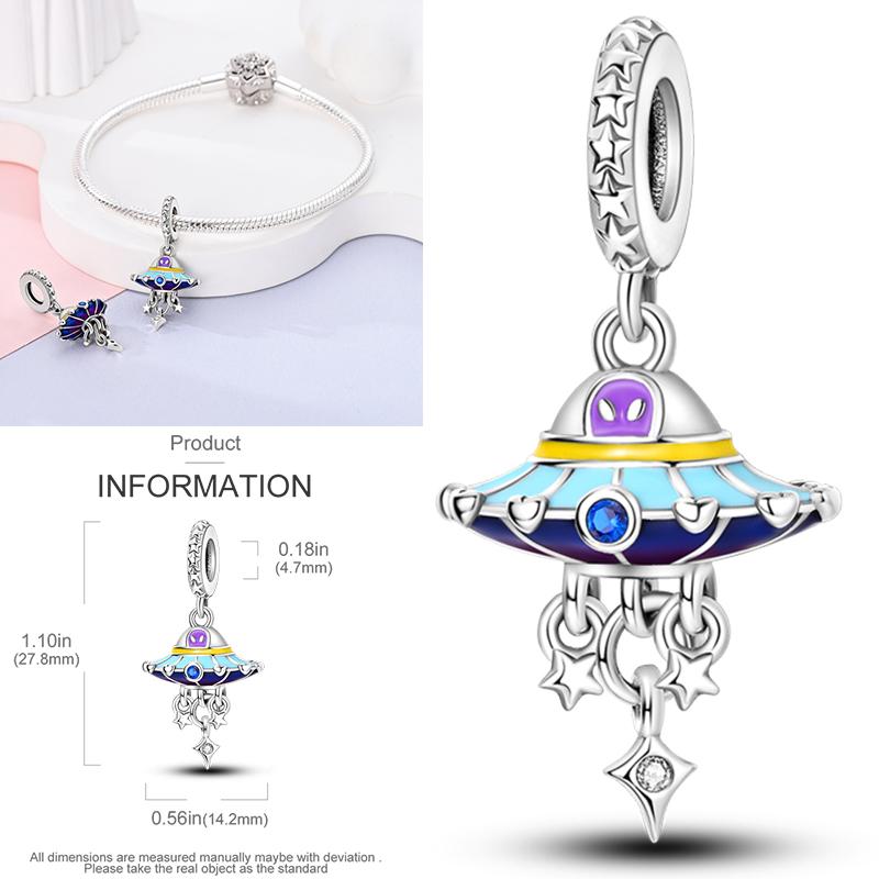 Charms Bead Copper Starlit Sky Moon Sun Earth Universe Charm Fit Bangle Bracelet Necklace Diy Jewelry