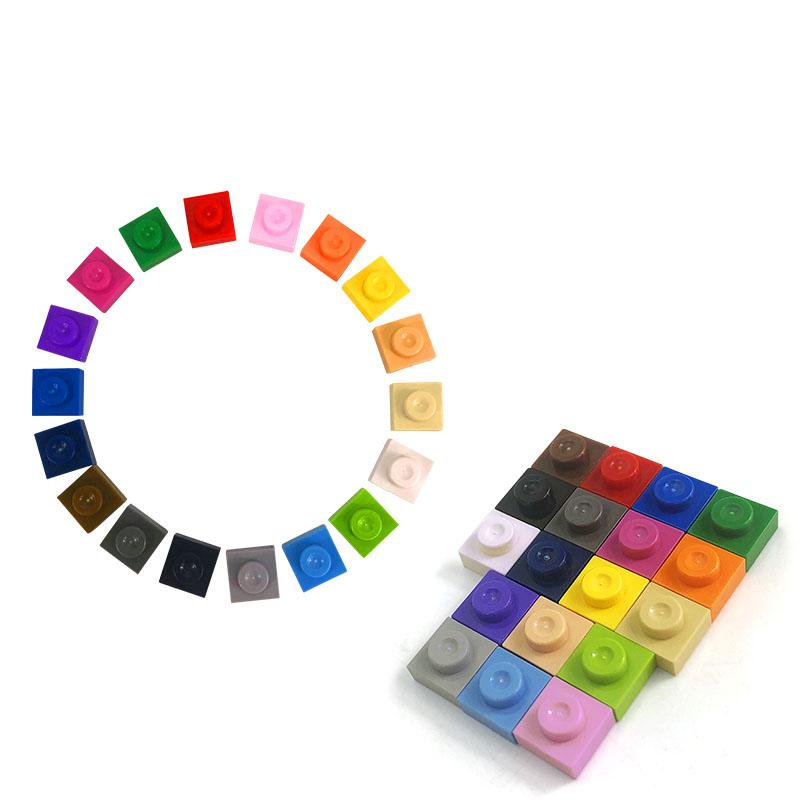 100 g 1x1 niedrige Bausteine, dicke Figuren, 2x2-Steine, Punkte, pädagogische kreative Größe, kompatibel mit Plastikspielzeug für Kinder
