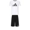 Adidas Taekwondo Soft Round Neck Simple Short Sleeve T-Shirt Comfortable Fashion Striped Shorts Casual Sports Suit ADICLTSPSTK-WGY+S21ATMSH2T-BW