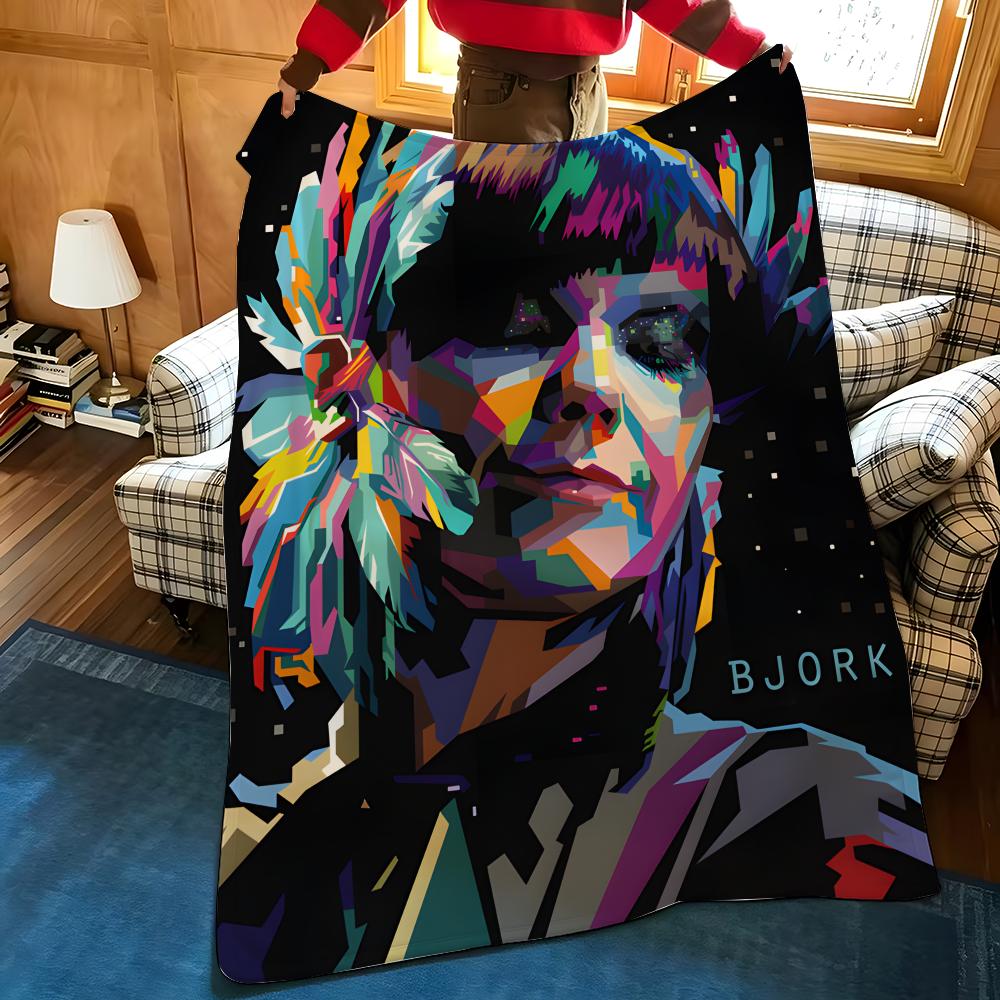 Music B-Bjork Throw Flannel Cozy Print Blanket, Portable, Durable Machine Washable Cute Cool
