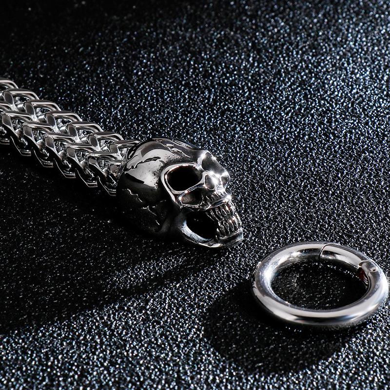 Gothic Double Skull Man Bracelet for Men In Stainless Steel Link Chain Men's Charm Bracelets Steampunk Skeleton Jewellery Guests Gifts