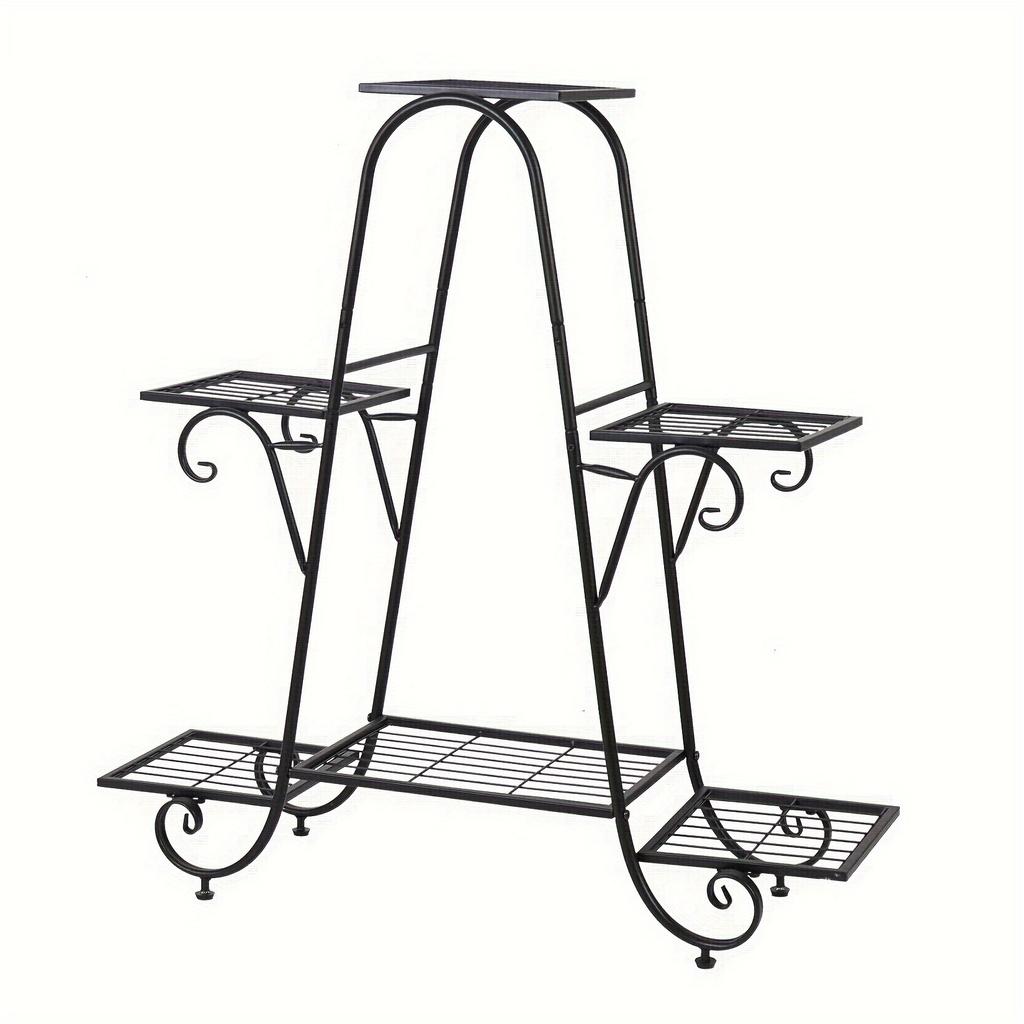 Plant Stand 6 Layer Metal Plant Rack Flower Pot Rack Black Garden Flower Pot Rack for Display Home Balcony Terrace