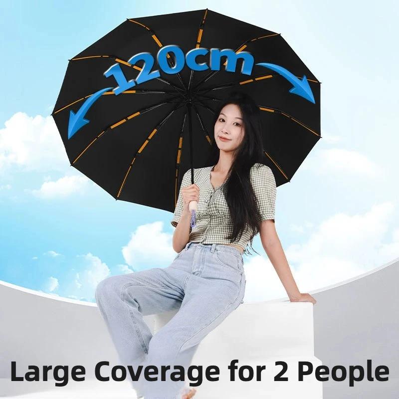 Windproof Automatic Folding Umbrella, Large Reinforced 192 Ribs, UV UPF 50 + Sun & Rain Protection Umbrellas for Men and Women