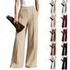 Women's Casual Wide Leg Pants with Pockets, Color Ribbed Knit Trousers for Everyday Outfits
