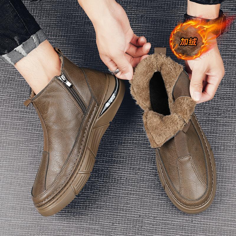 Martin boots winter velvet warm cotton shoes high top leather shoes labor insurance short boots