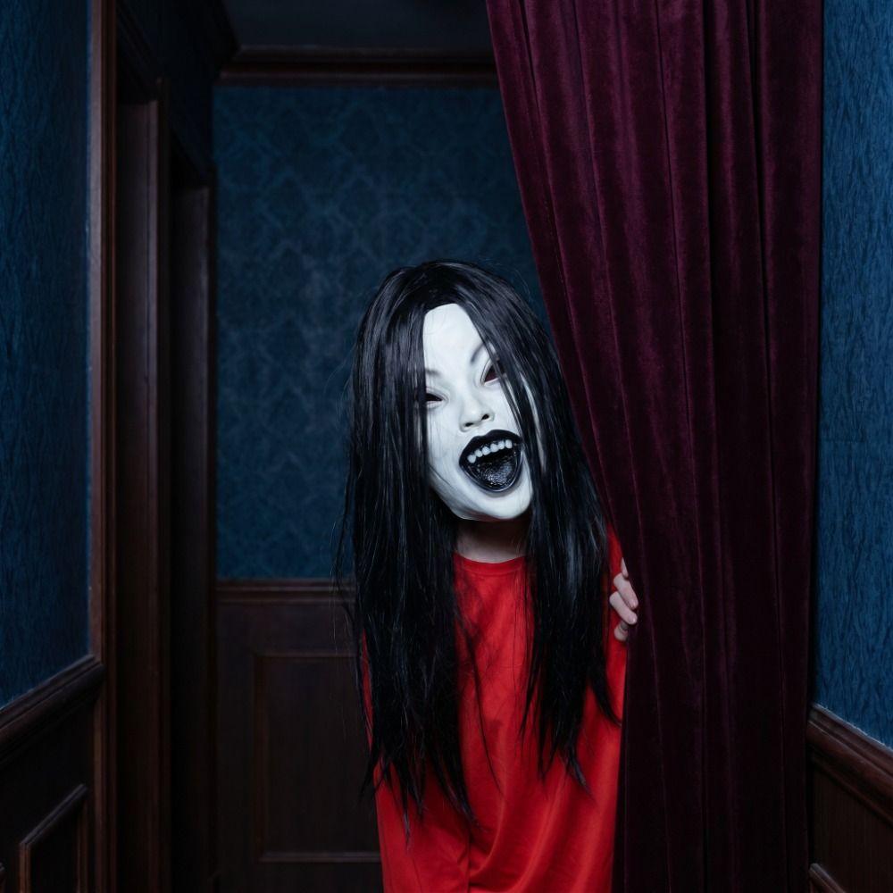 Latex Mask Halloween Decoration Long Hair Party Cosplay Costume Creepier Headgear  Ghost House