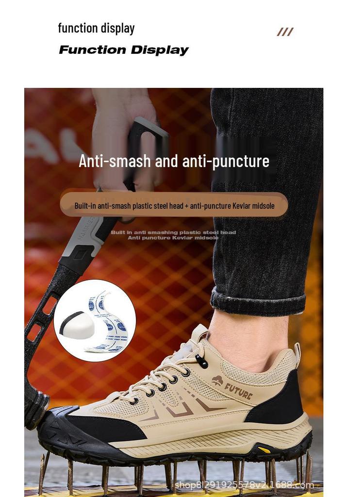 Men's Summer Breathable Steel Toe Safety Work Shoes - Anti-smash, Anti-puncture, Insulated for Construction Sites