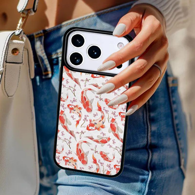 Koi Carp Fish Phone Case For iPhone 17 Air 14 15 13 12 Max Cover For Apple 14 15 16 16e 11 Pro Max Plus