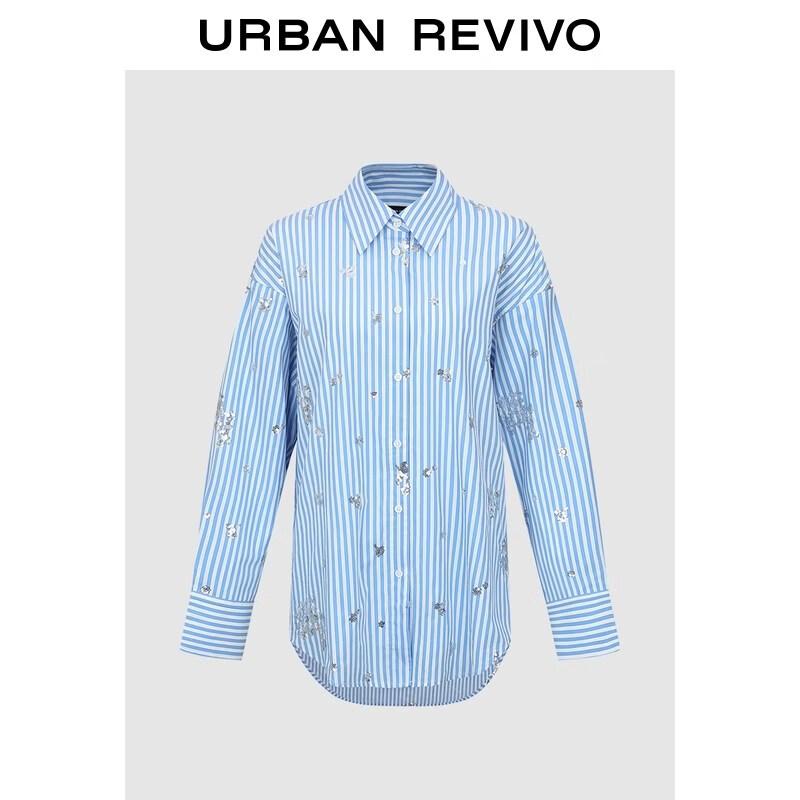 UR2026 Women s Striped Sequin Cardigan Shirt M