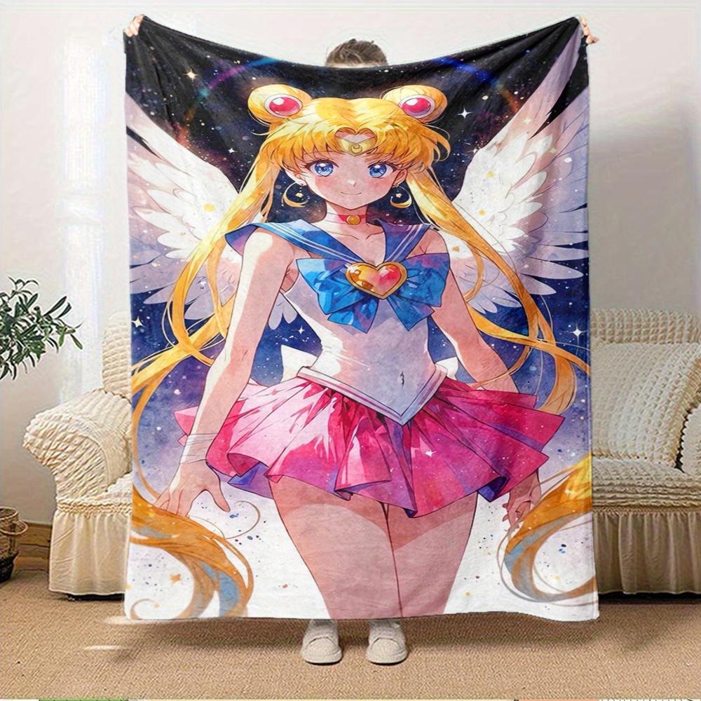 

For Sailor Moon,Anime Character,Fantasy Art-Themed Flannel Blanket, Glam Style, Digital Print, All-Season Comfort, Tear-Resistant, Knitted C 150x180cm