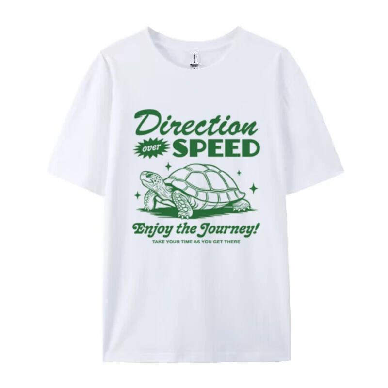 

Direction Over Speed Inspirational Quotes TShirt Retro Turtle Graphic Tees Cute Unisextal Health Shirt Unisex Vintage Tops Gifts S