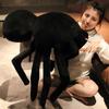 1pc 20cm-80cm Black Furry Plush Spider Joke Prank Props Creative Animal Dolls For Kids Halloween Party Decor