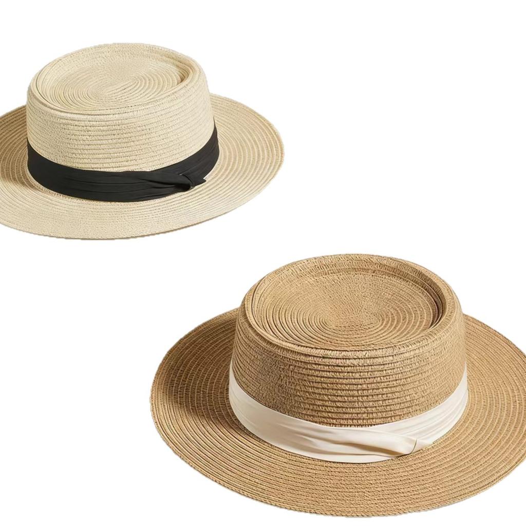 Fashion French Straw Hat Women's Summer Seaside Fine Grass Beach Hat Concave Top Sun Hat Straw Hat Retro Sun Protection Hat