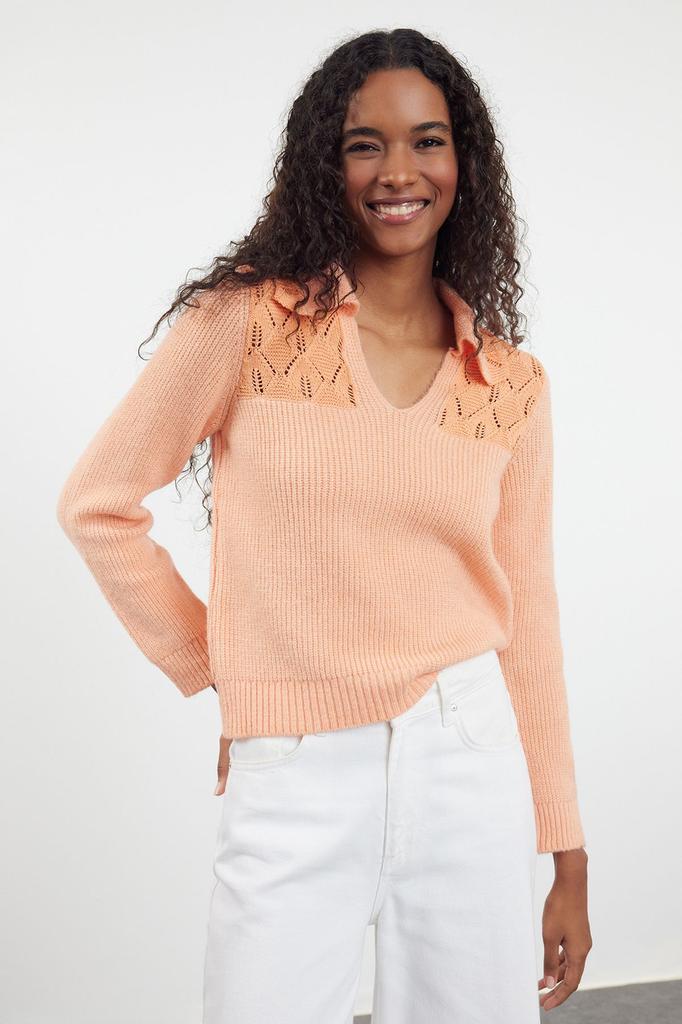 Women's Elegance Style Sweater Stone Embroidery Detailed Knitwear Sweater