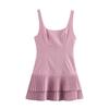 LYRIA Women Fashion Square Collar Sleeveless Solid Mini Dress Female Summer Pleated Dress Chic High Street Slim Short Dress