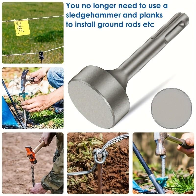 SDS-Plus Ground Rod Driver – Heavy-Duty Steel for 5/8" Rods, Rotary Hammer Hammer-Only Mode