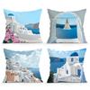 Greek Santorini Series Pattern Sofa Cushion Comfortable Pillow Office Cover Living Room Home Decor Modern Printed Pillowcase