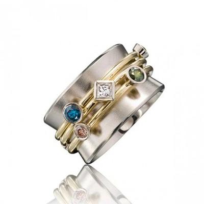Huitan New Arrival Slim Waist Shape Punk Women Finger Ring Cocktail Party Accessories Colorful CZ Fancy Female Stylish Zircon