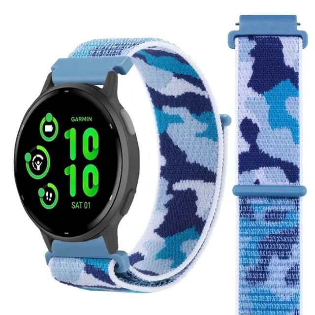 20mm 22mm Nylon Loop Strap for Garmin Forerunner 55 165 965 265 265 Music Venu 3/2 Bracelet Band for Garmin Active/Vivoactive 5