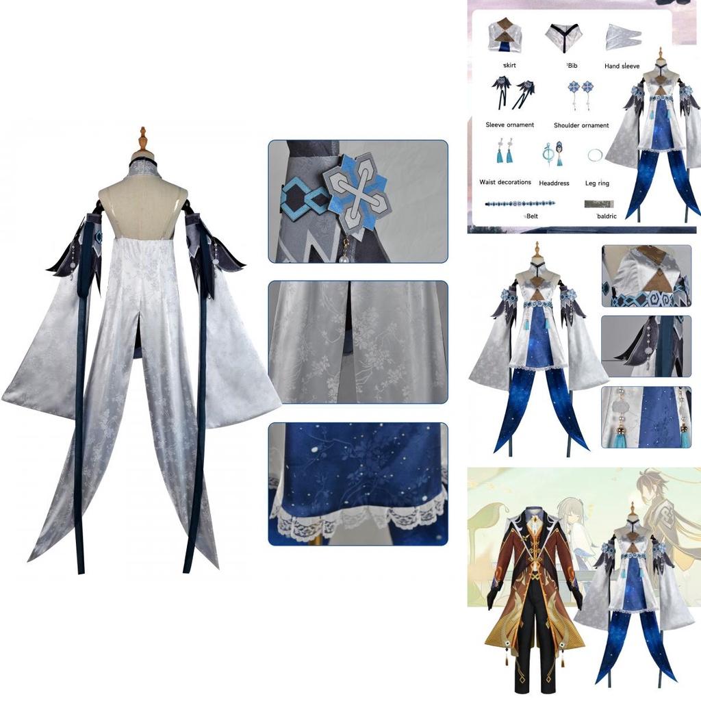 Genshin Impact Guizhong Cosplay Dress Zhong Li Girlfriend Game Party Women Skirt