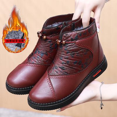 Shoes Women's New Velvet Leather Waterproof Mother Shoes Versatile Not Tired Feet Non-slip Warm Snow Boots