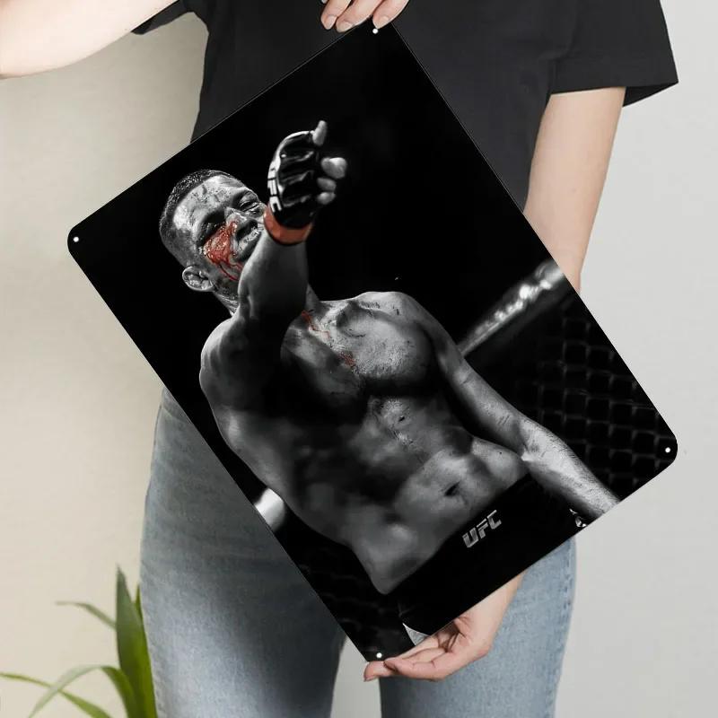 Нейт Диаз Портрет бойца Постер боксера Бокс Металлические знаки Украшения для дома Пользовательские жестяные таблички для настенного декора Мужская берлога 7.9x11.8In(20x30cm)