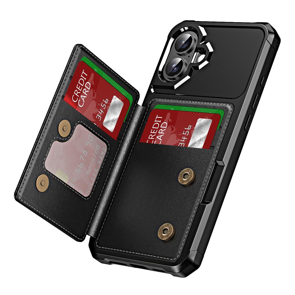 For iPhone 16 Case Card Slot Kickstand Leather+TPU Reinforced Corner Phone Cover