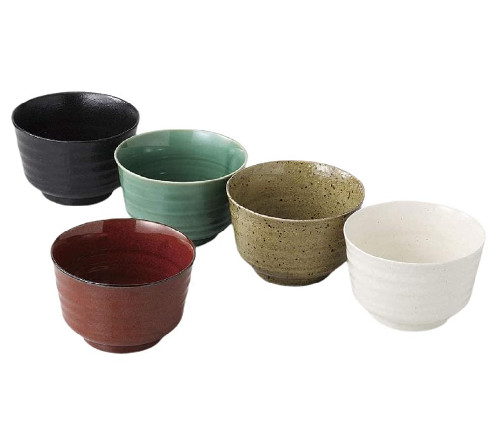 Čajové misky a rýžová sada o průměru x sada misek na ochazuke z minské keramiky Ale-net, 5, 12.2 (výška) 8cm, pecní výroba, sada, 5, porcelán,