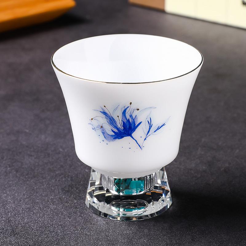 Lu Baijiu Cup Suet Jade Household Small Teacup Spirit Cup Glass Small Wine Glass Sake Wine Set Crystal Clear