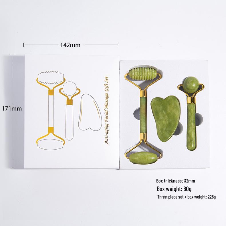 Grüner Xiu Jade Roller & Gua Sha Set - Laser graviert, Universeller Meridian-Massager für den Gebrauch im Schönheitssalon