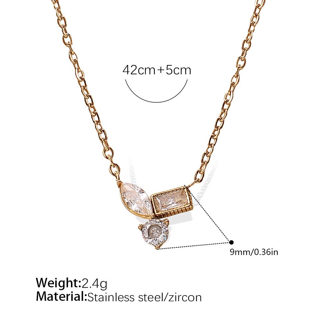 

Hot-selling stainless steel necklace plated with 18K gold versatile inlaid zircon necklace jewelry for women