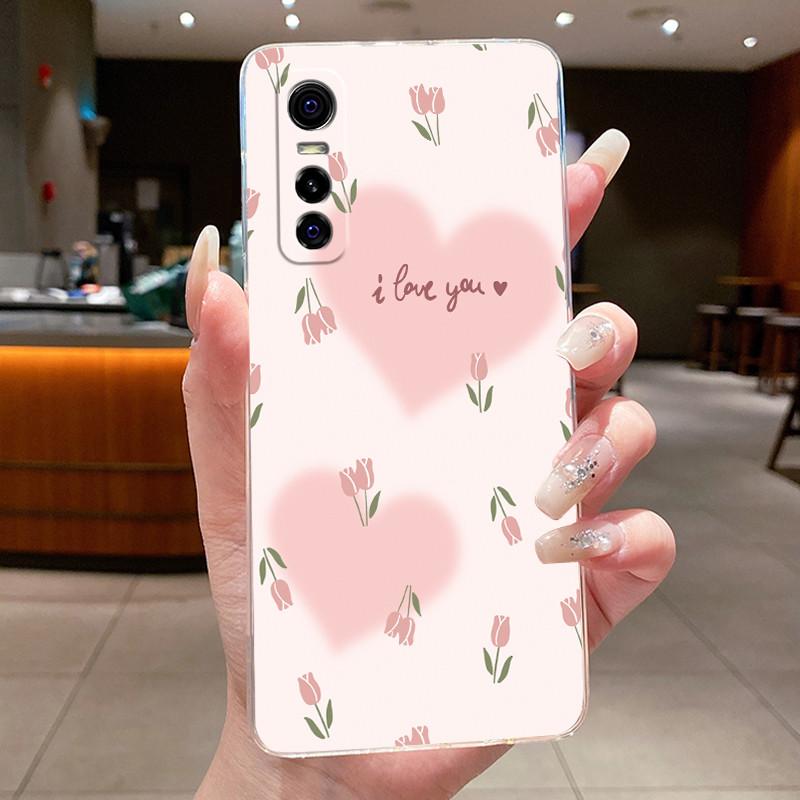 For Vivo Y73S Case Popular Flower Butterfly Phone Case Clear Soft TPU Silicone Back Cover For VivoY73S Y73 S Casing Bumper Shell