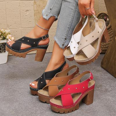 Women'S Sandals Chunky High Heels Opentoe Block Dress Bridal Pool Sandals For Women Non Slip Fuzzy Sandals With Strap For Women