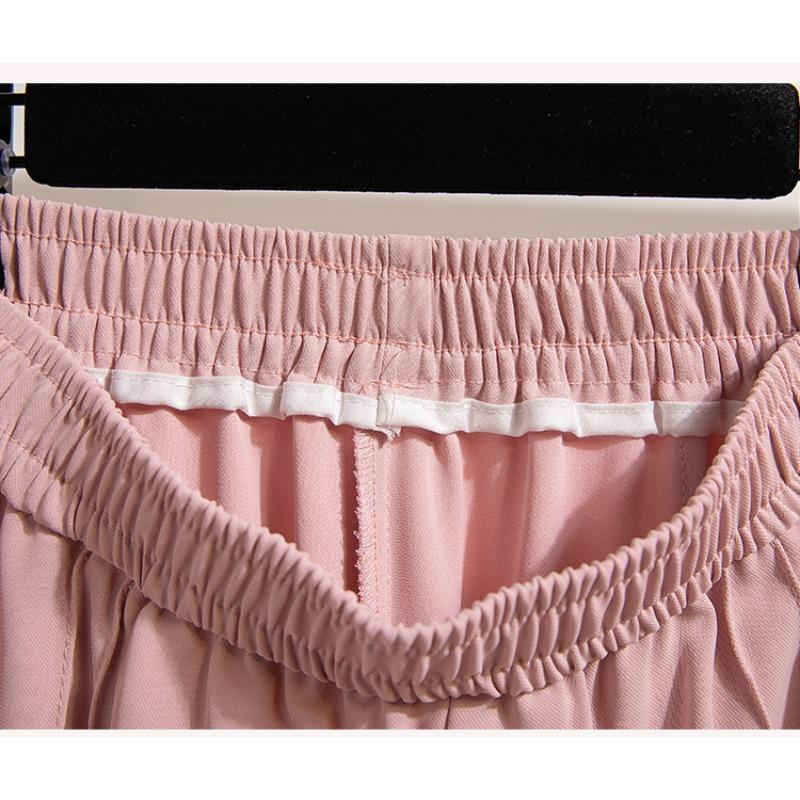DIMANAF 2026 Summer New Plus Size Women Long Pants Loose Casual Elastic Waist Fashion Lady Bottoms Clothing Solid