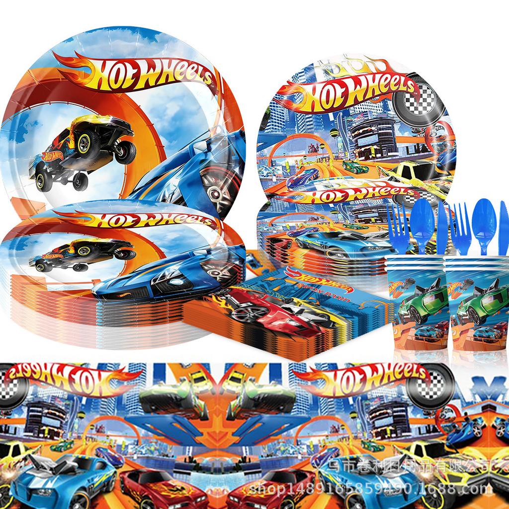 Hot Wheels Hot Wheels Theme Party Supplies Birthday Decorations Tableware Supplies Banner Tissue Tablecloth