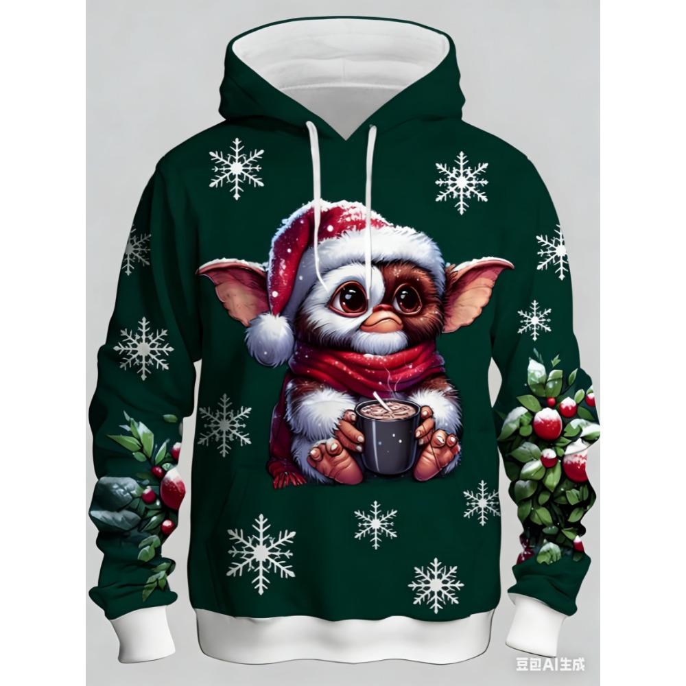 Christmas snowflake monster pattern men's hoodie