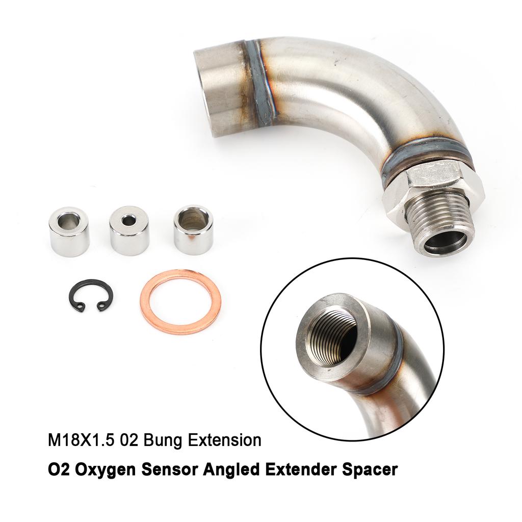 J Style M18X1.5 O2 Oxygen Sensor Angled Extender Spacer Kit for OBD2 Vihicle