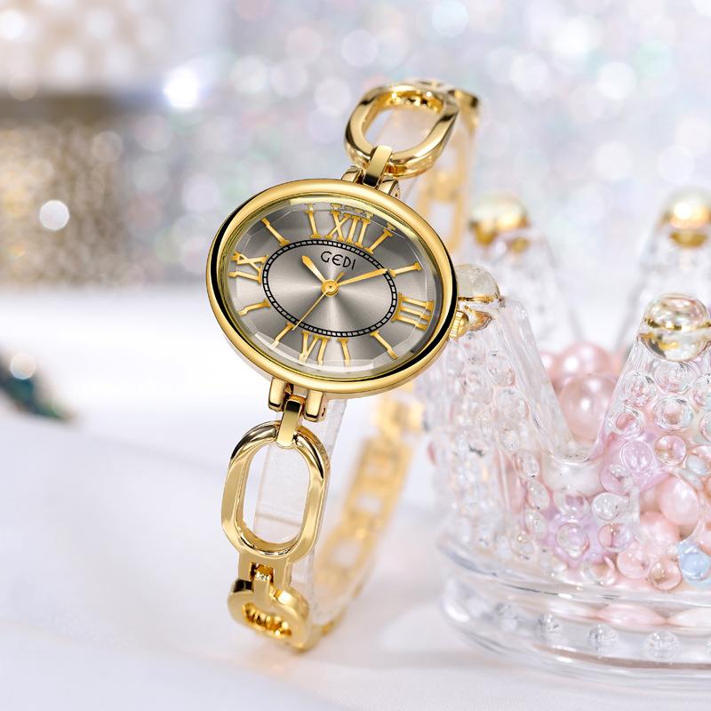 Medieval Niche Oval Women'S Watch Retro Roman High-Value Waterproof Quartz Watch Women'S Bracelet Watch