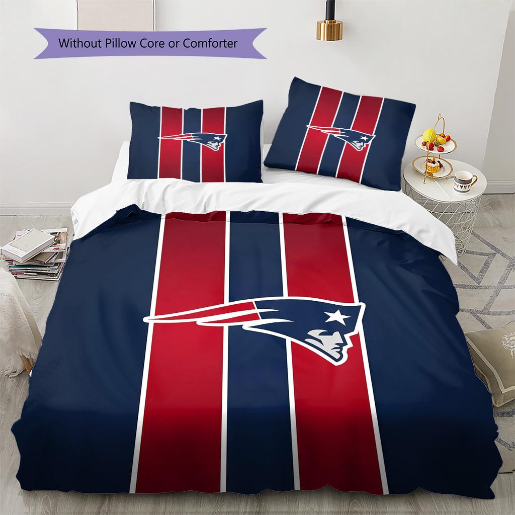 New England Patriots Pattern Bedding Quilt Set Home Decoration Gift (1 * Duvet Cover + 2 * Pillowcase Without Core)
