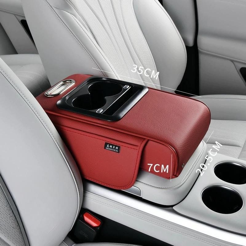 Multi-Function Car Armrest Box with USB Port - Storage Booster Pad Center Console Tissue Box And Water Cup Holder for Vehicle