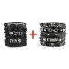 1 Mode-Armband Wikinger-Armband Für Männer Handgelenk-Armbänder Geflochtenes Totenkopf-Hand-Schmuckstück Verstellbares Leder-Set-Armband Für Leder