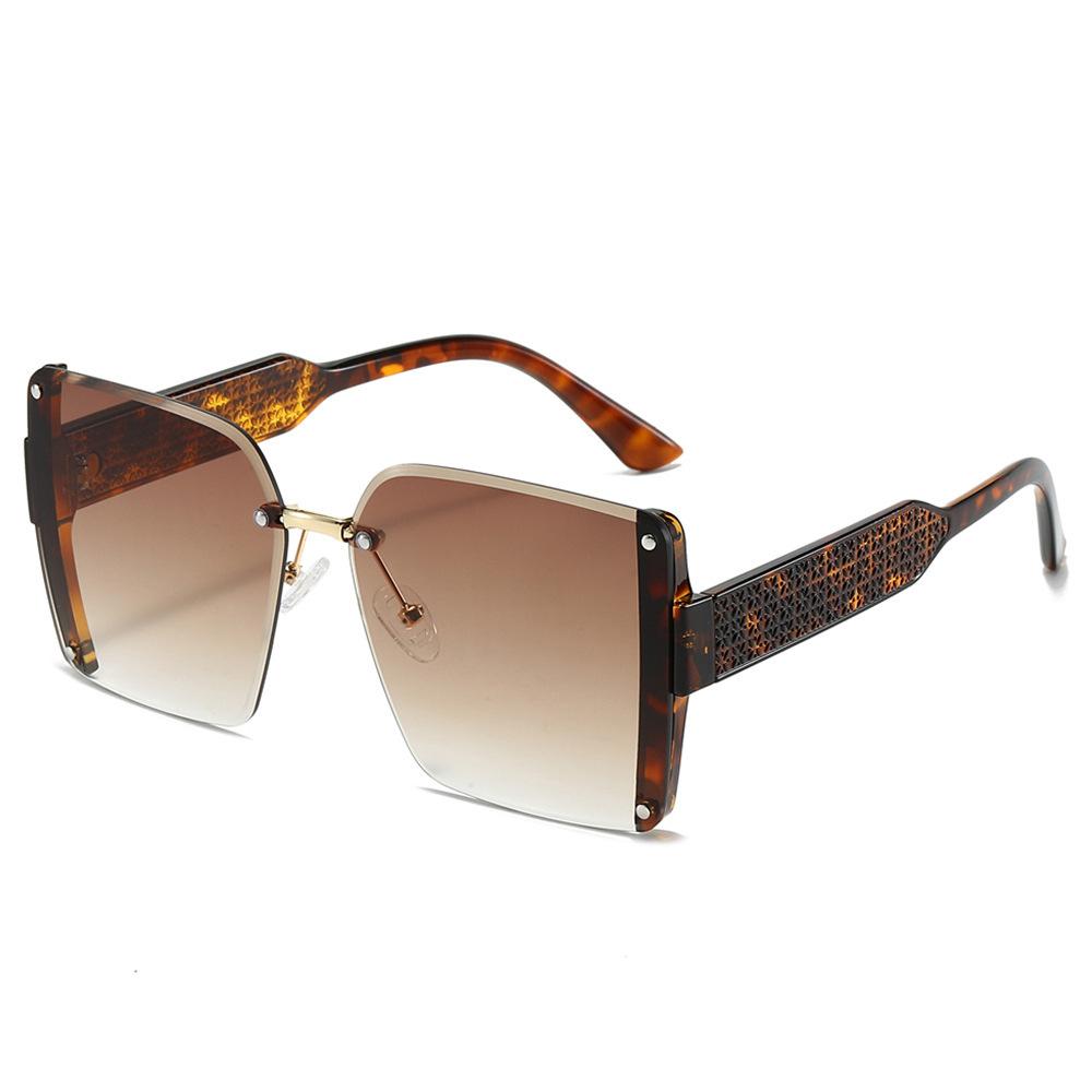 

New Luxury Fashion Leopard Gradient Square Women Sunglasses Brand Design Retro Trend Frame Rimless Men Sun Glasses Uv400 as picture
