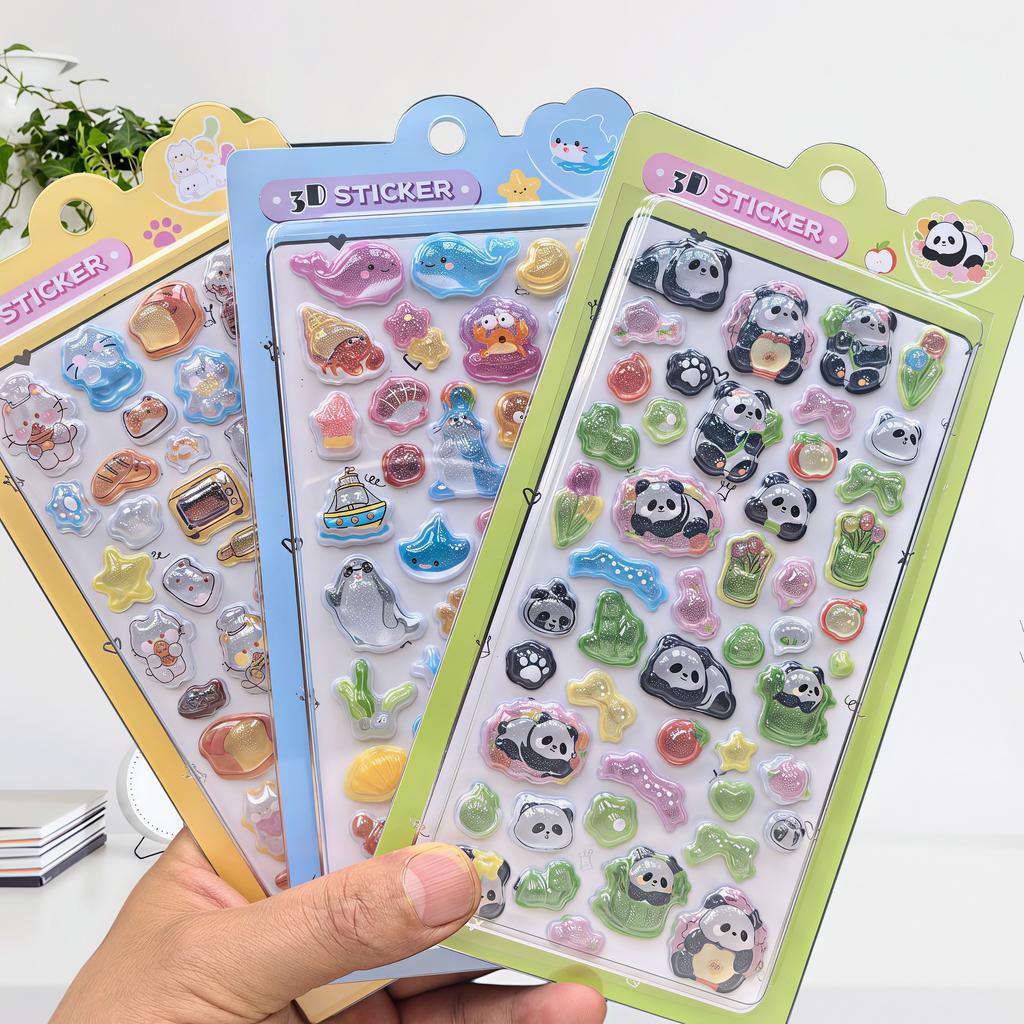 Kawaii Animals 3D Bubble Stickers Cute Cartoon Clip Stickers DIY Diary Stationery Stickers Decorative Aesthetic Art