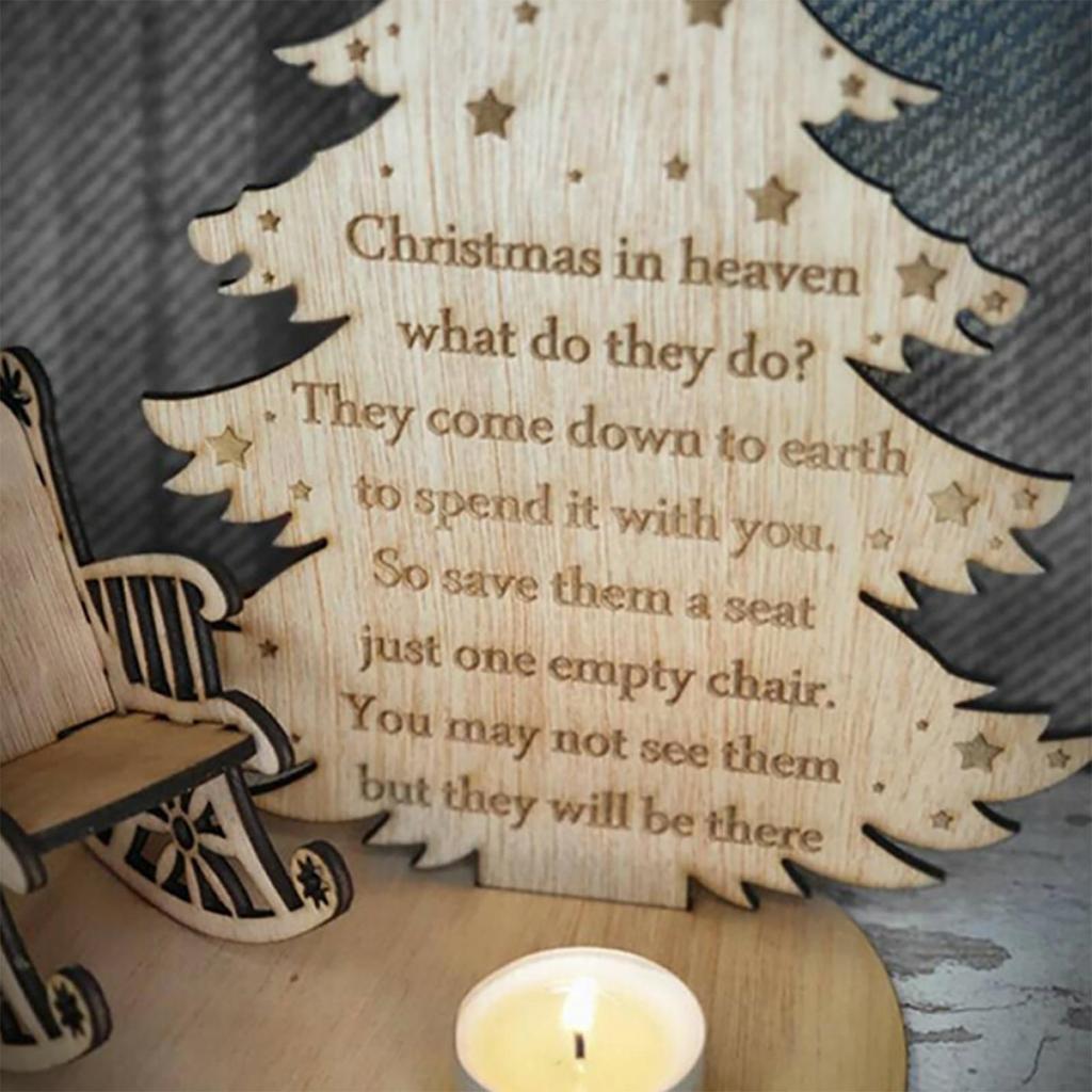 Christmas Remembrance Candle Ornament to Remember Loved Ones Merry Christmas in Heaven Memory Tealight Candlestick Holders DIY Wooden Candlestick Decoration Christmas Tree Candle Holder for Home Party