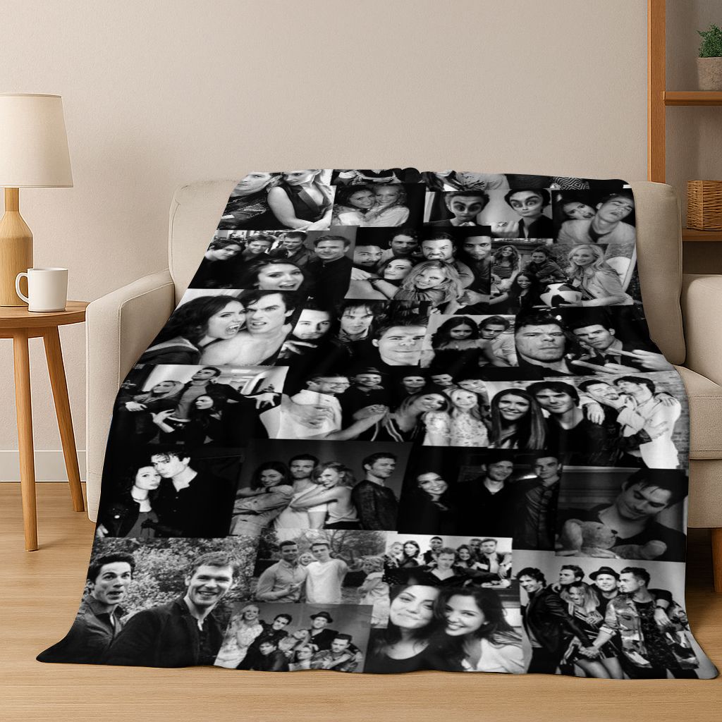 26 Stil The Vampire Diaries Damon Salvatore Flanelldecke, Warme und Gemütliche Weiche Überwurfdecke für Zuhause Schlafzimmer Bett Sofa Abdeckung