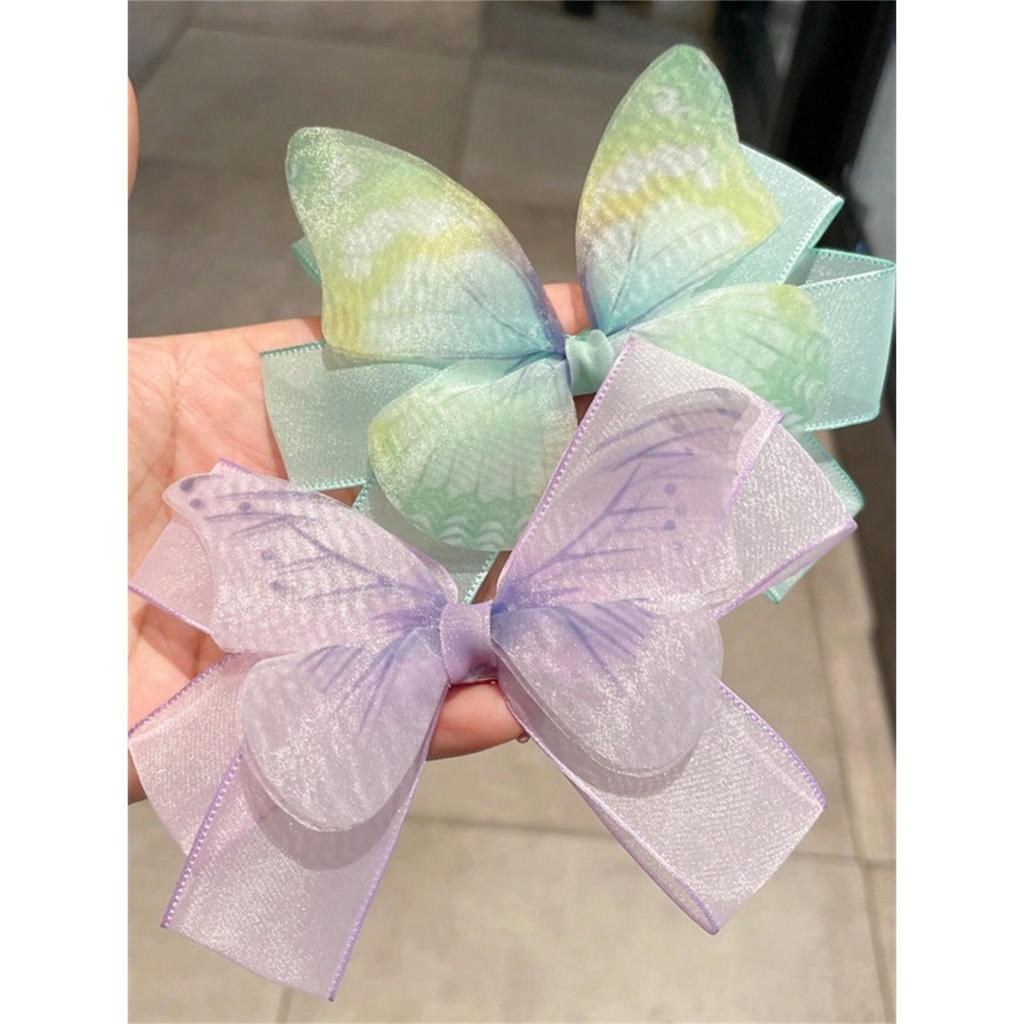 3 women's spring new mesh bow sweet back hair clip daily travel All-match headwear hair accessories