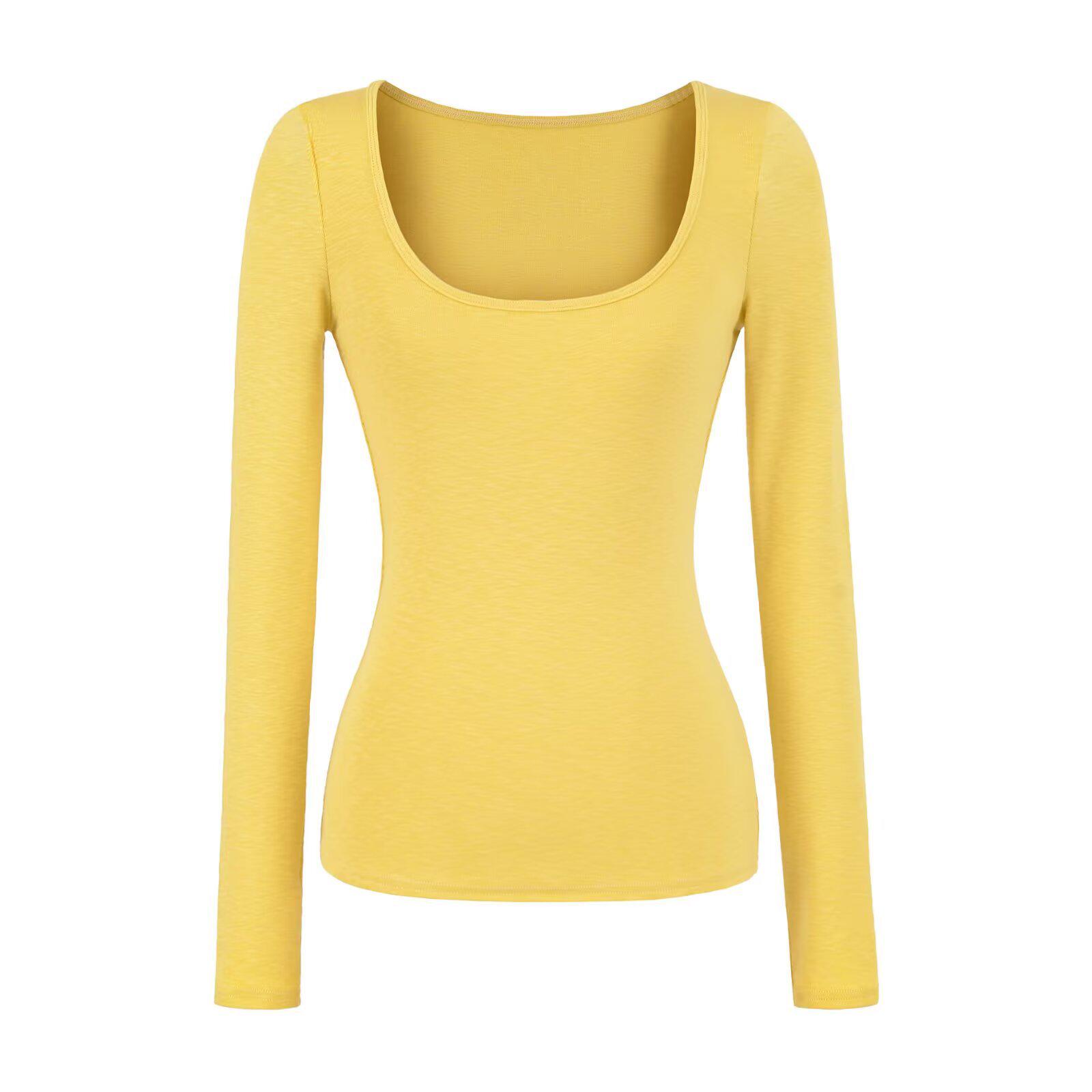 

Women s Cozy U-Neck Long-Sleeve Faux Cashmere Tee, Spring/Autumn Stretch Base Layer, Hot Girl Style Large