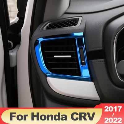 For Honda Crv CR-V 2017-  2022 Stainless Car Dashboard Air Vent Trim Cover Outlet Bezel Frame Garnish Molding Surround