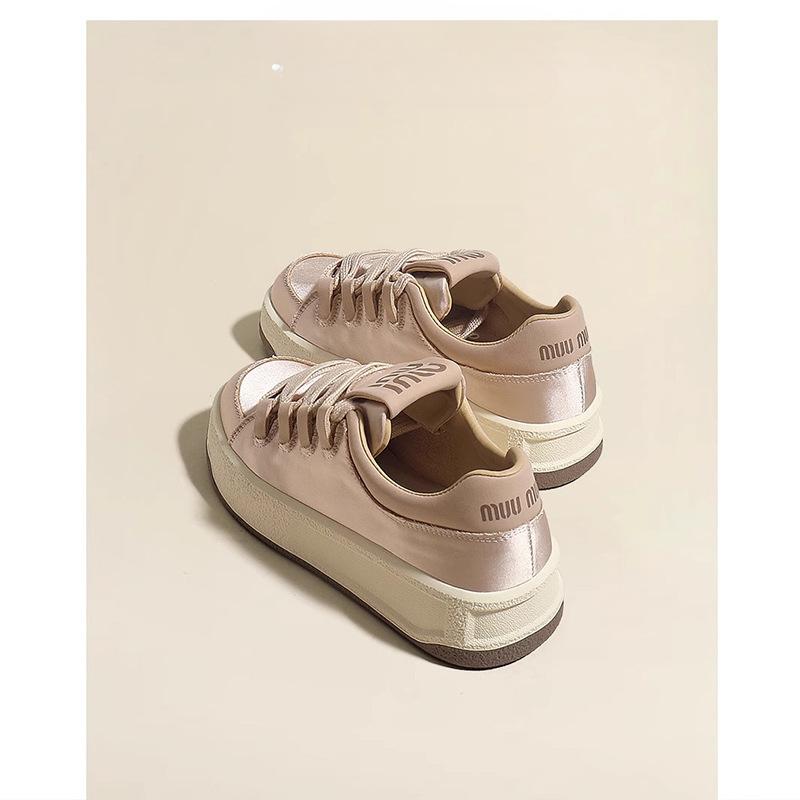 Silk Skate Shoes Early Spring New Genuine Leather Platform White Shoes Women's Shoes Soft Bottom Casual Shoes Sneaker